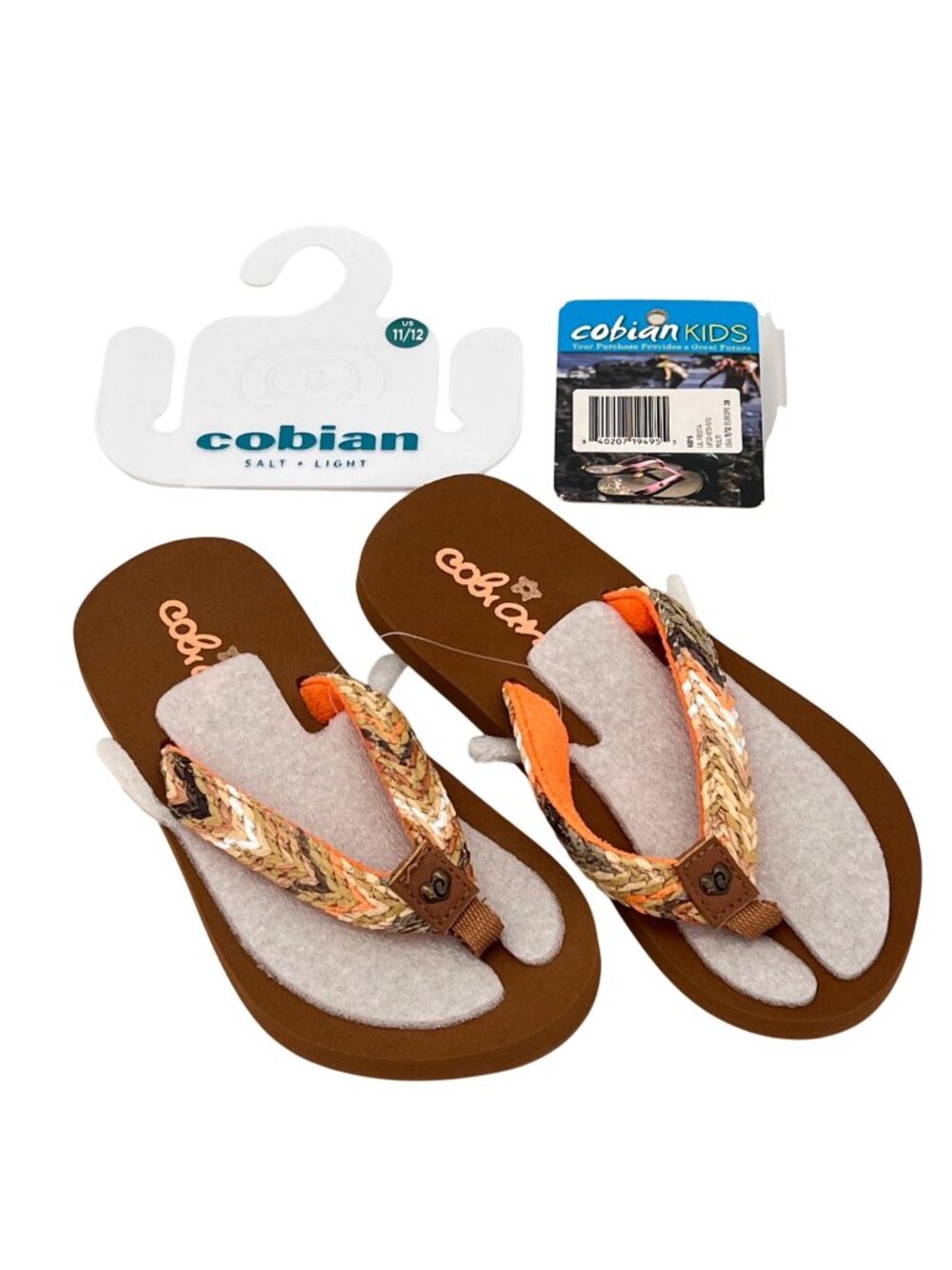 Cobian Kids Lil Fiesta Flip Flops Girls Size 11/12 Multicolor Braided Straps New